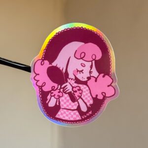 Poodle Girl Holographic Sticker