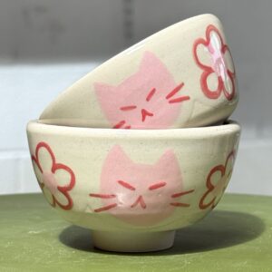 Pink Cat Flower Bowls