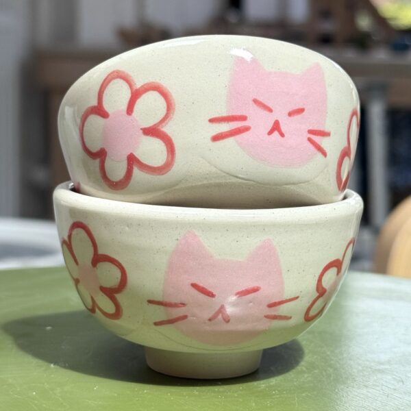 Pink Cat Flower Bowls - Image 7