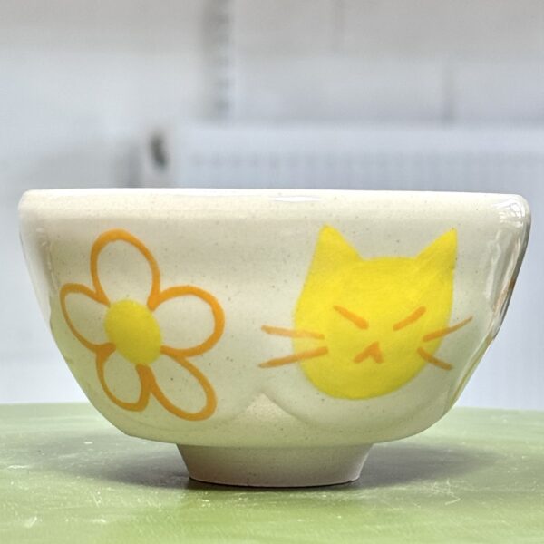 Yellow Cat Flower Bowl - Image 4
