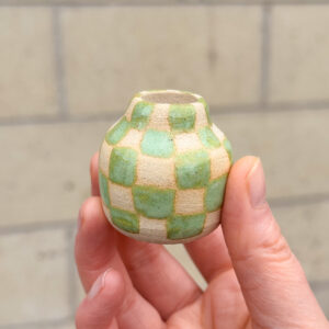 Tiny Mint Checkerboard Vase