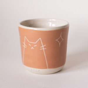 Sgraffito Cat Cup